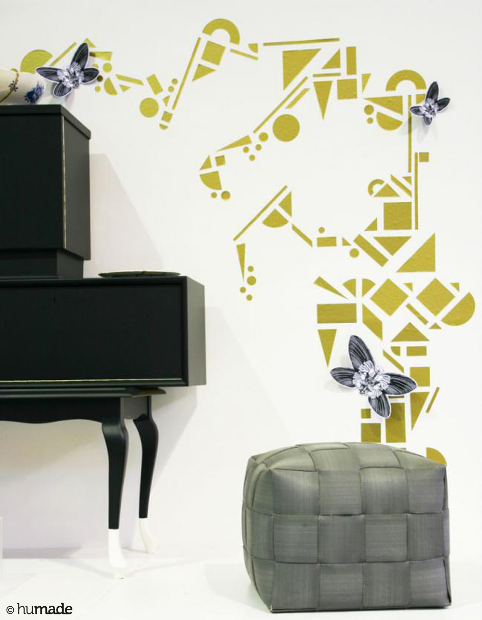 create me textile humade replacable wall stickers gold silver tangram shapes 4 jpg